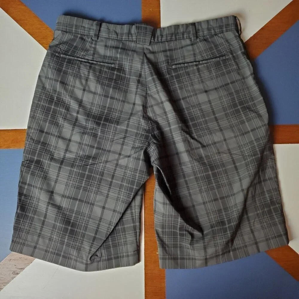 Nike Golf Shorts Mens 36 Black Gray Plaid Performance Dri Fit Stretch Athleisure